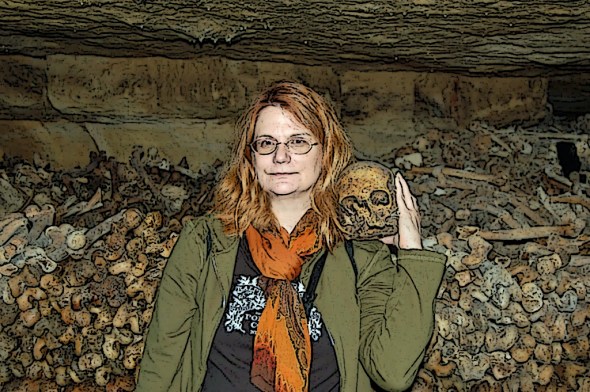 Scientific study of skulls in Paris.