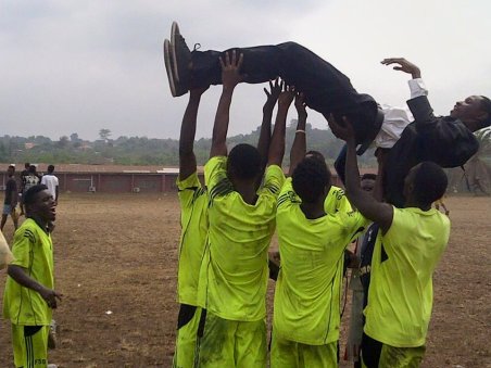 Celebrating a recent victory!