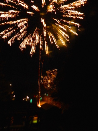 dueling fireworks, from both ends of the lake.